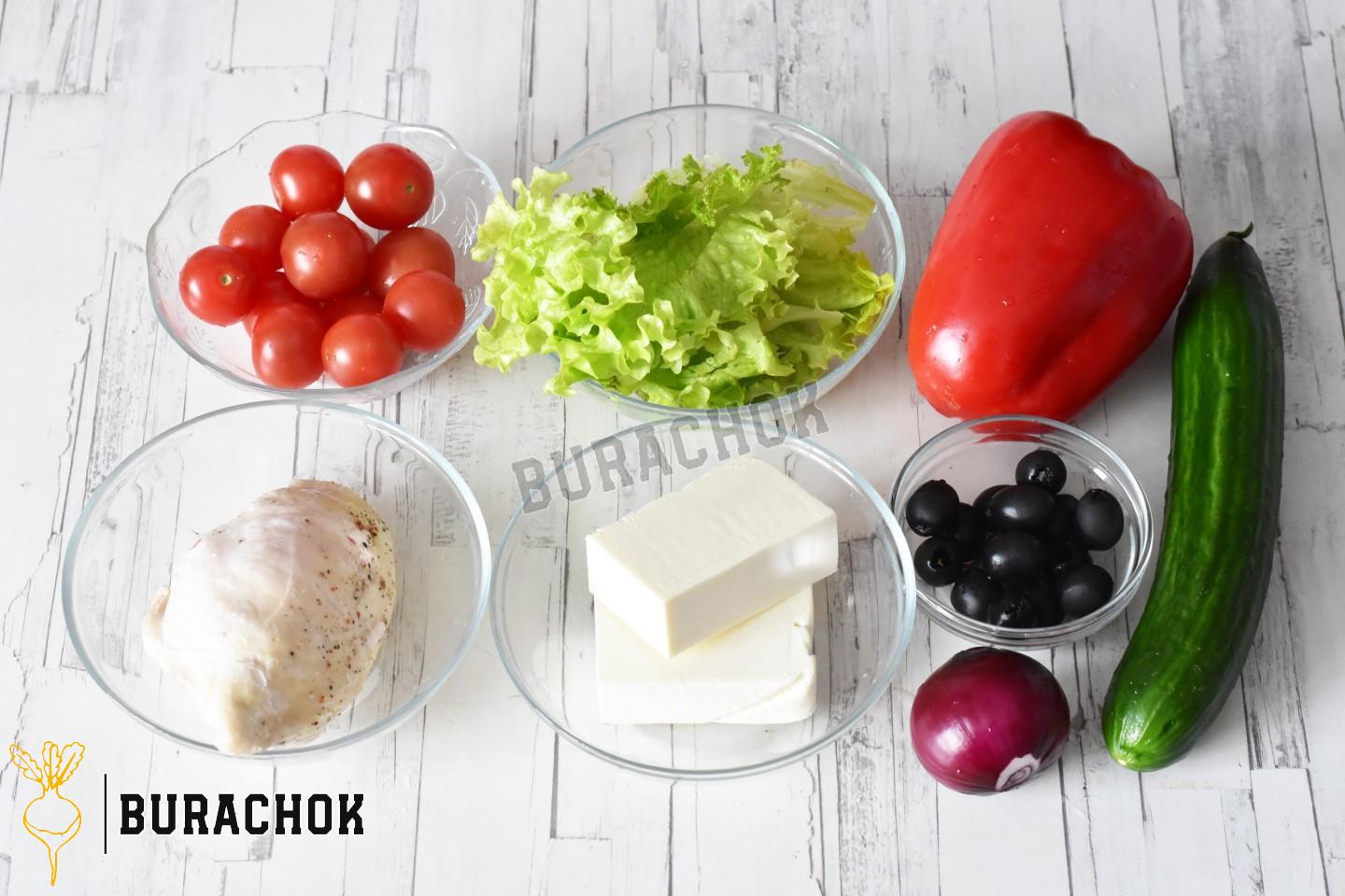 Грецький салат з куркою класичний