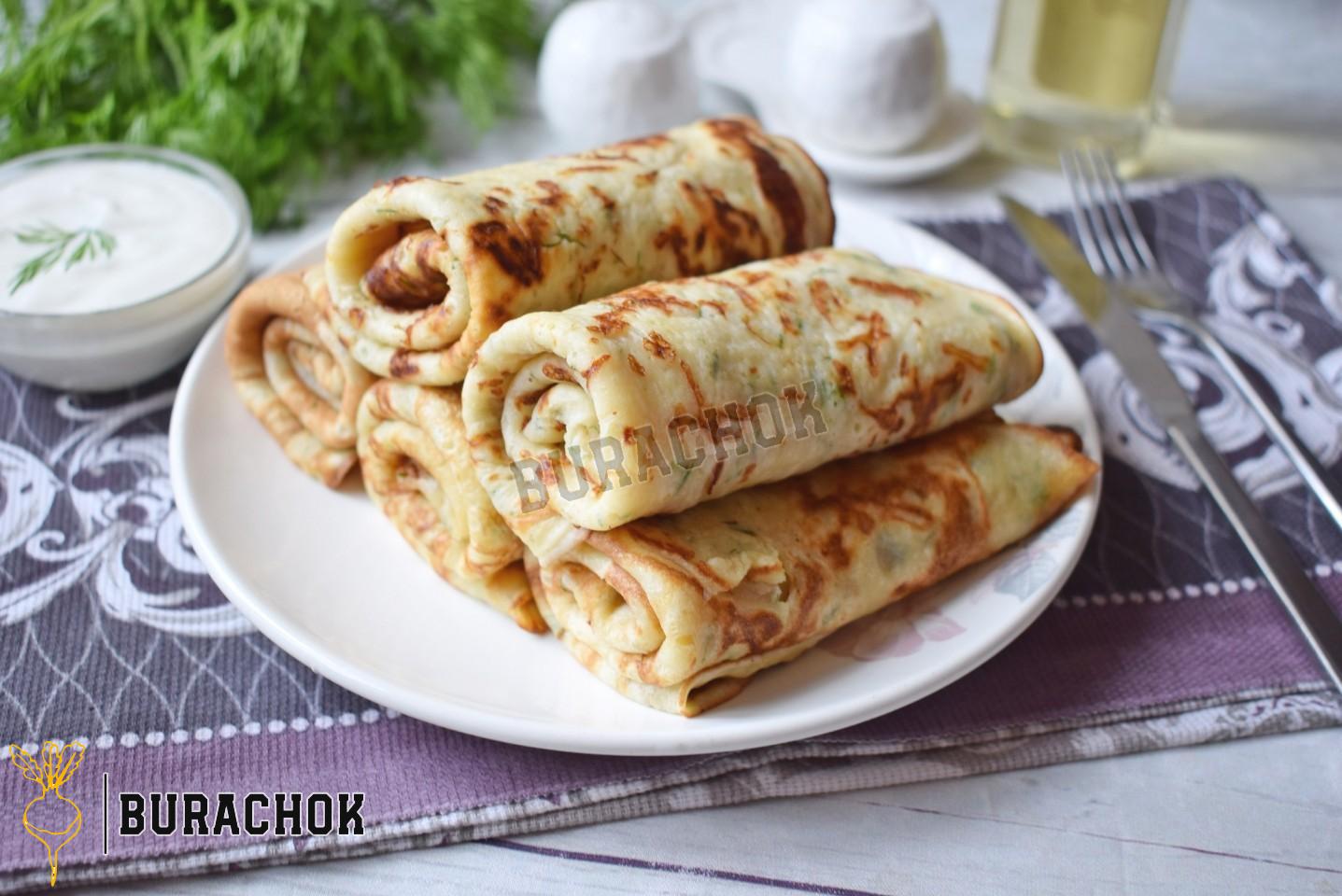 Млинці з сиром та зеленню