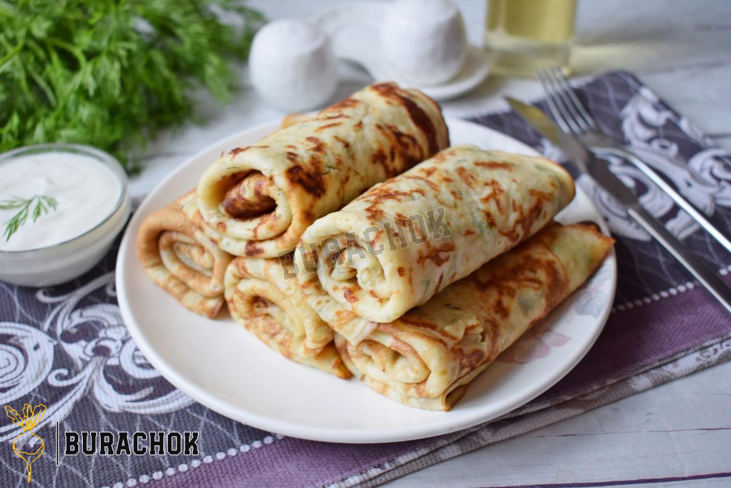 Млинці з сиром та зеленню