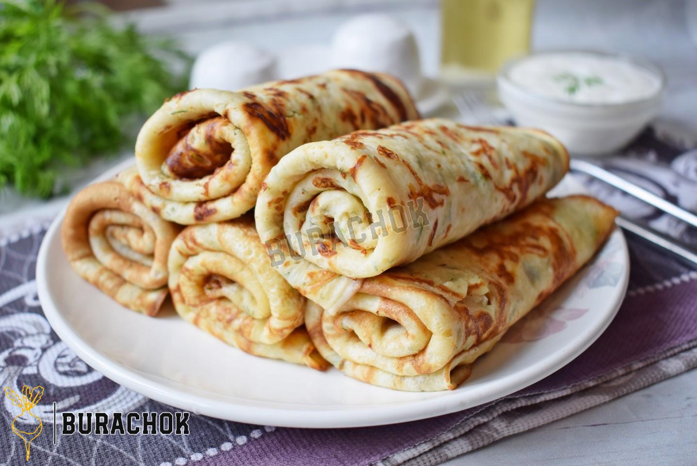 Млинці з сиром та зеленню