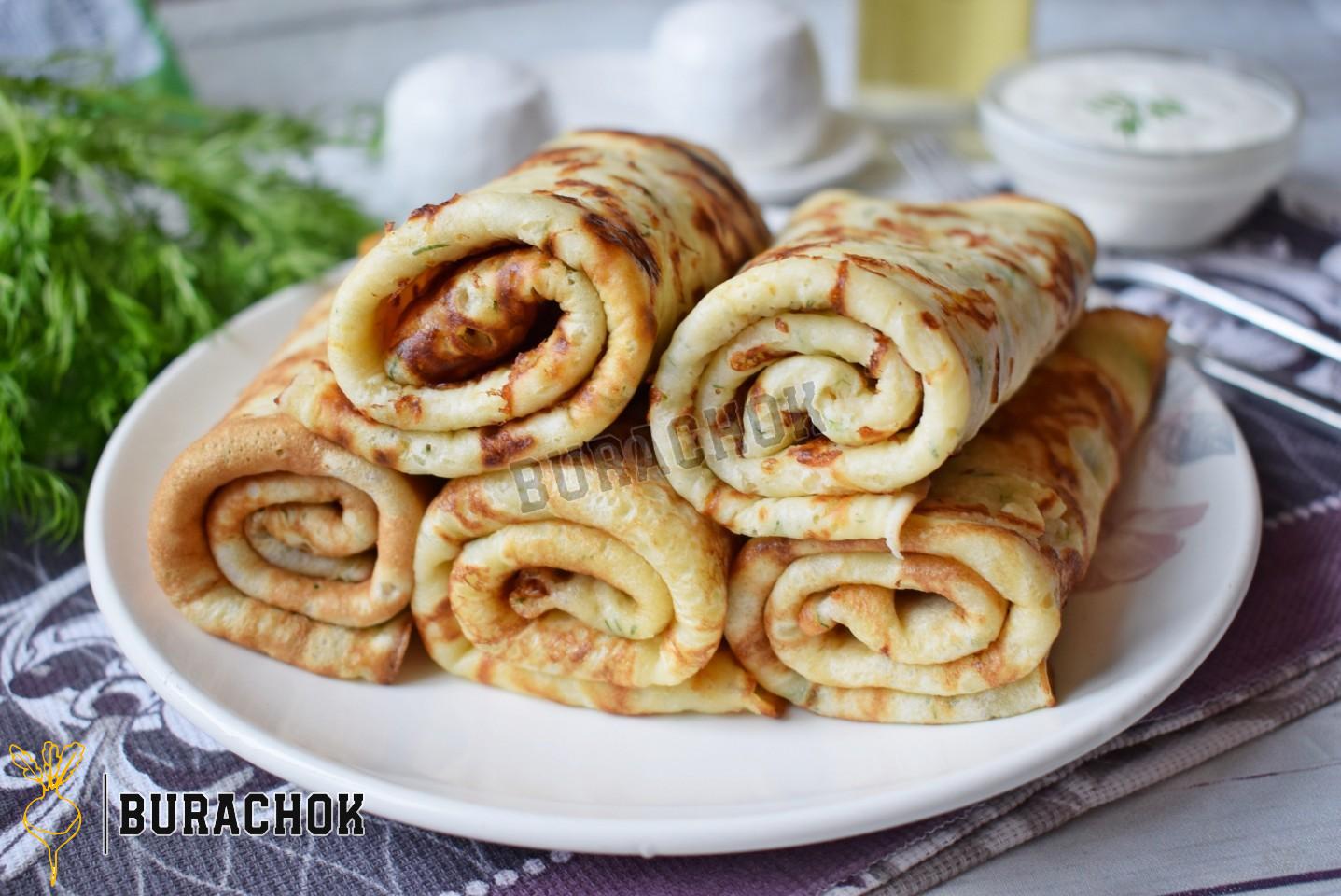 Млинці з сиром та зеленню