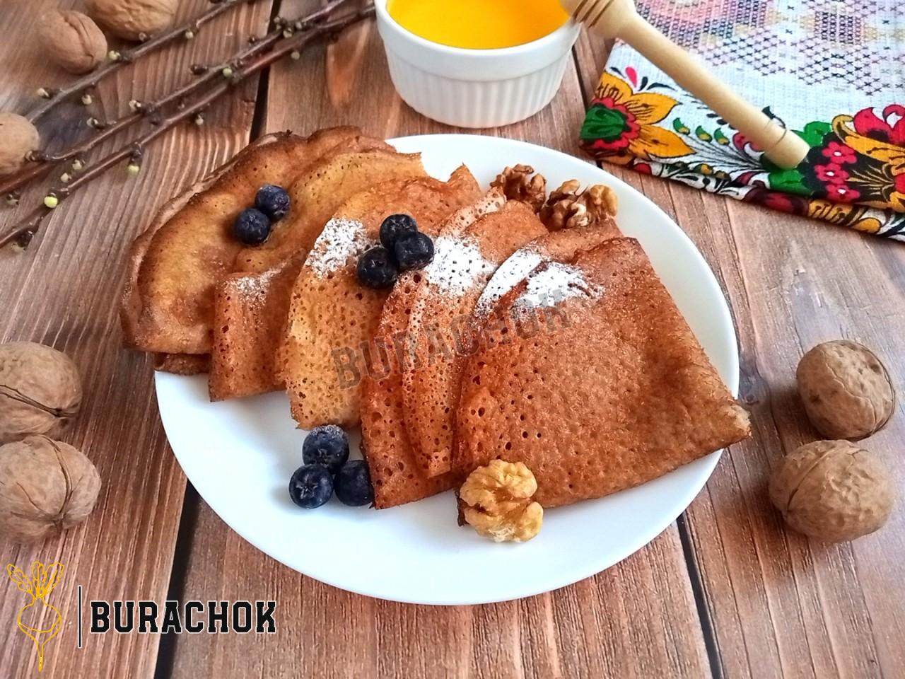 Млинці з житнього борошна на молоці