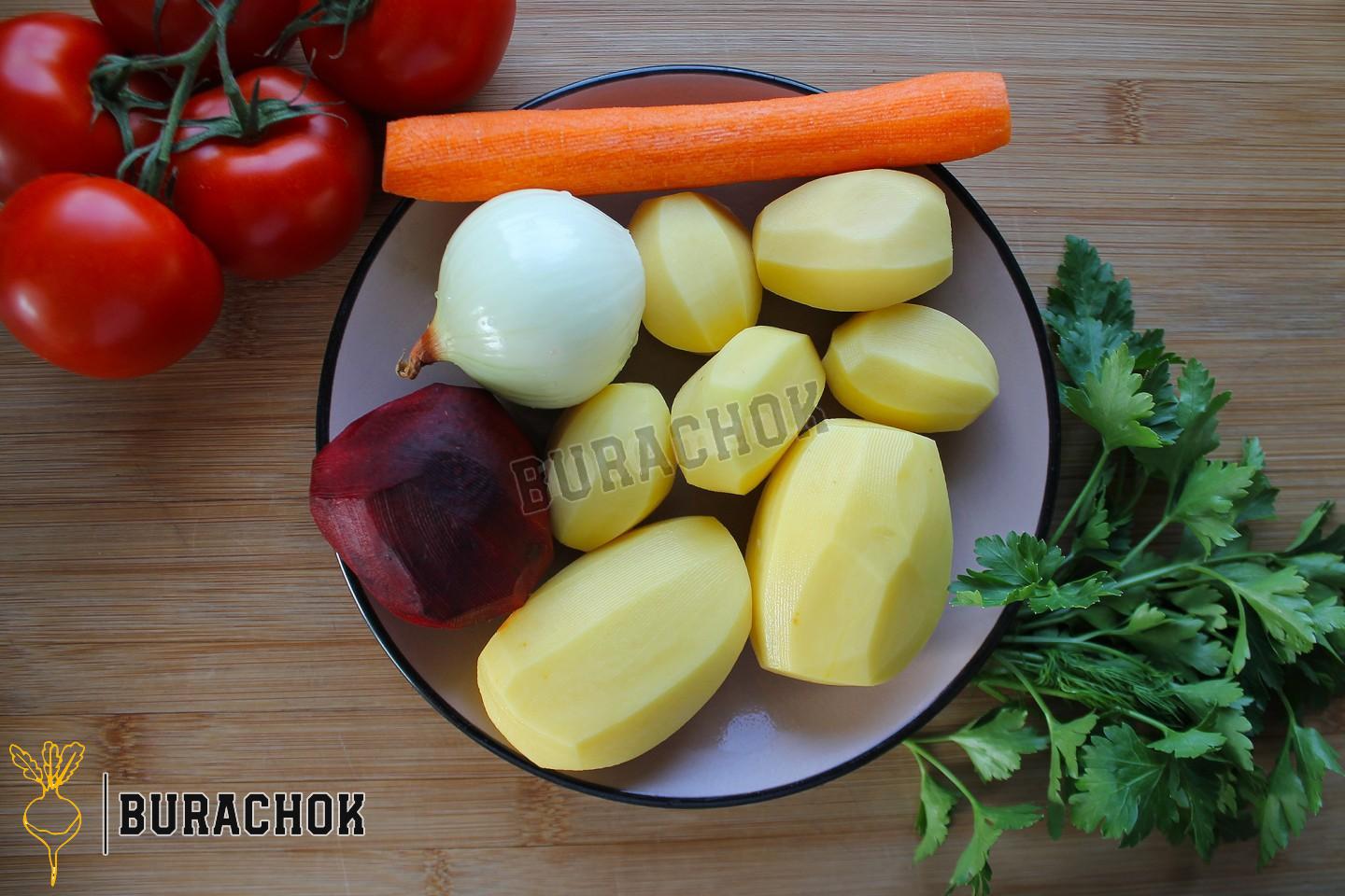 Борщ з квашеною капустою, буряком та куркою