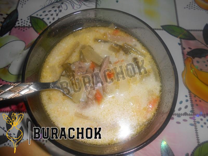 Рассольник з рисом та язиком